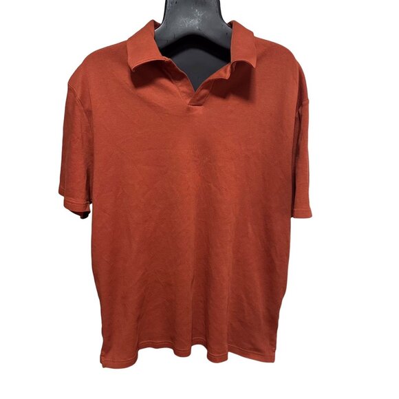 Perry Ellis Men’s L Luxury Pima Cotton Polo Shirt Rust Short Sleeve Solid - Picture 1 of 10